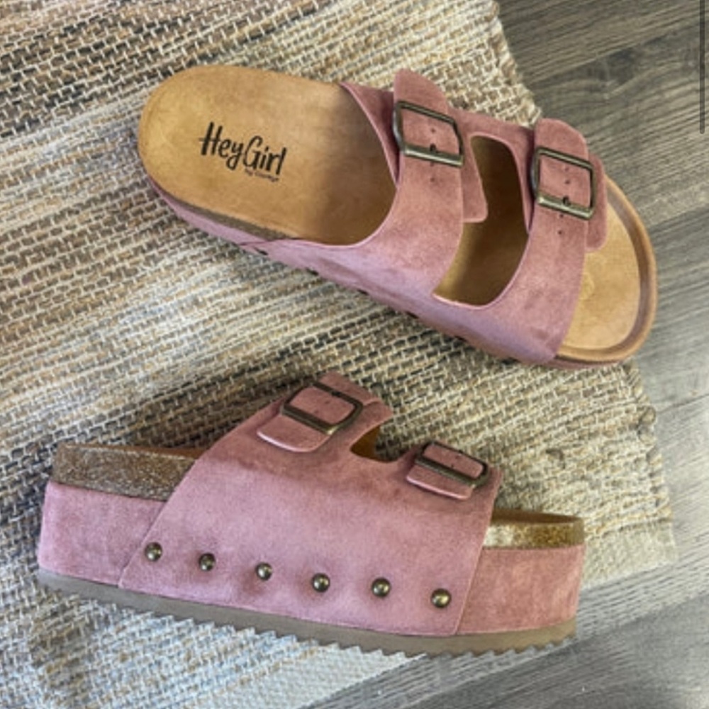 New Corkys Pink Platform Flatform Sandals